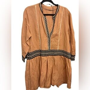 Zara Tan and Black Midi Dress